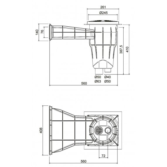 Szkimmer Aquamax túlfolyós, fóliás