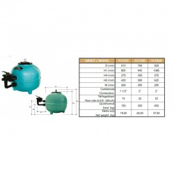 Filtrone PE Side Ø615 15m3/h 1 1/2"