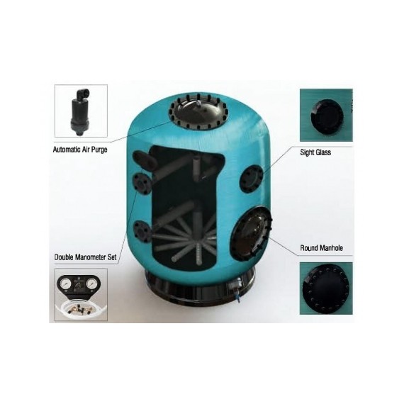 Homokszűrő oldalbúvó nyílás 2,5 bar Ø400 mm