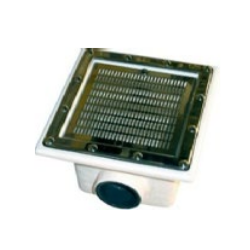 Fenékürítő fóliás ÜPE beépítő, inox acél rács 355 x 355mm D110