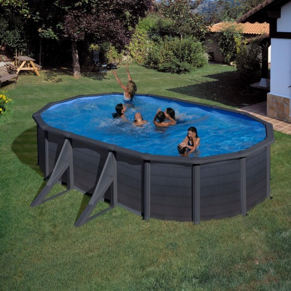 PONTAQUA GRAPHITE fémfalas medence szett 7,3 x 3,75 x 1,2 m