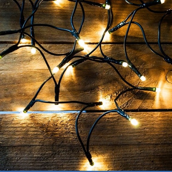 LED MELEG FEHÉR FÉNYFÜZÉR KARÁCSONYFÁRA (ZÖLD KÁBEL), 3,2 MÉTER BELTÉRI ÉGŐK SZÁMA 80 DB