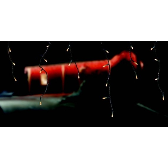 LED JÉGCSAPFÜZÉR MELEG FEHÉR, ÁTLÁTSZÓ KÁBELLEL ÉGŐK SZÁMA 197 DB