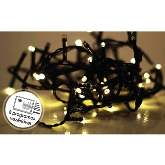 KÜLTÉRI VEZÉRLŐS LED FÉNYFÜZÉR HIDEG FEHÉR LED-DEL ÉGŐK SZÁMA 120 DB