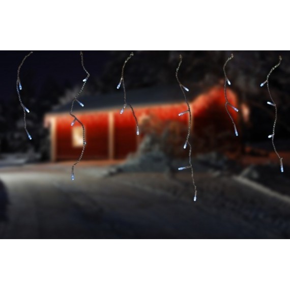 KÜLTÉRI LED JÉGCSAPFÜZÉR ÁTLÁTSZÓ KÁBEL 197 DB HIDEG FEHÉR LED-DEL