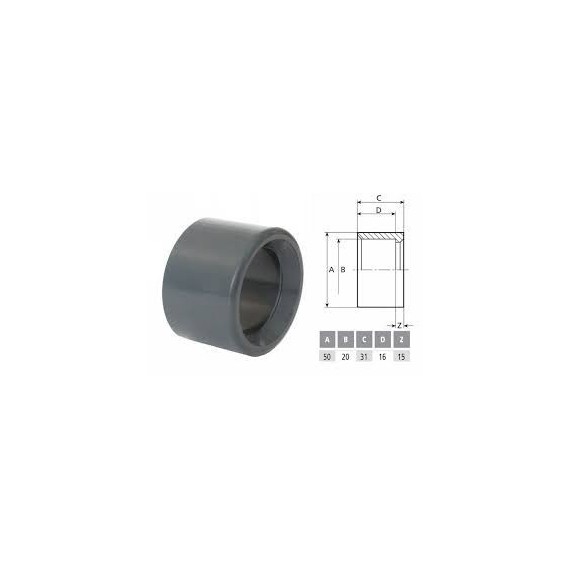 PVC Rövid szűkítő karmanytú  D50/20