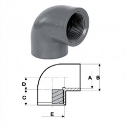 PVC belsőmenetes  könyök D63